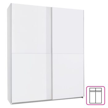 KONDELA Tiner šatníková skriňa s posuvnými dverami biela