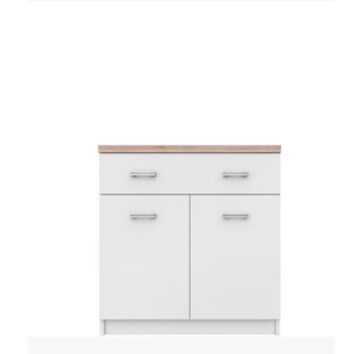 KONDELA Topty Typ 14 dvojdverová komoda biela / dub sonoma