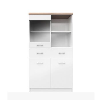 KONDELA Topty Typ 2 vitrína biela / dub sonoma