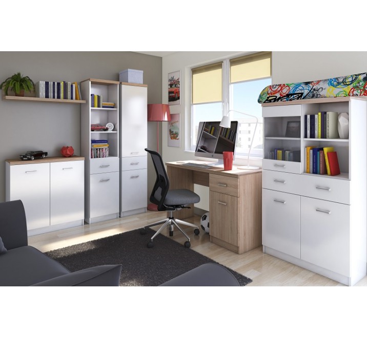 KONDELA Topty kancelária biela / dub sonoma KONDELA Topty kancelária biela / dub sonoma