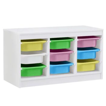 KONDELA Trimal organizér s úložnými boxami biela / kombinácia farieb