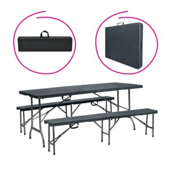 KONDELA Ulmer 1+2 cateringový skladací set čierna