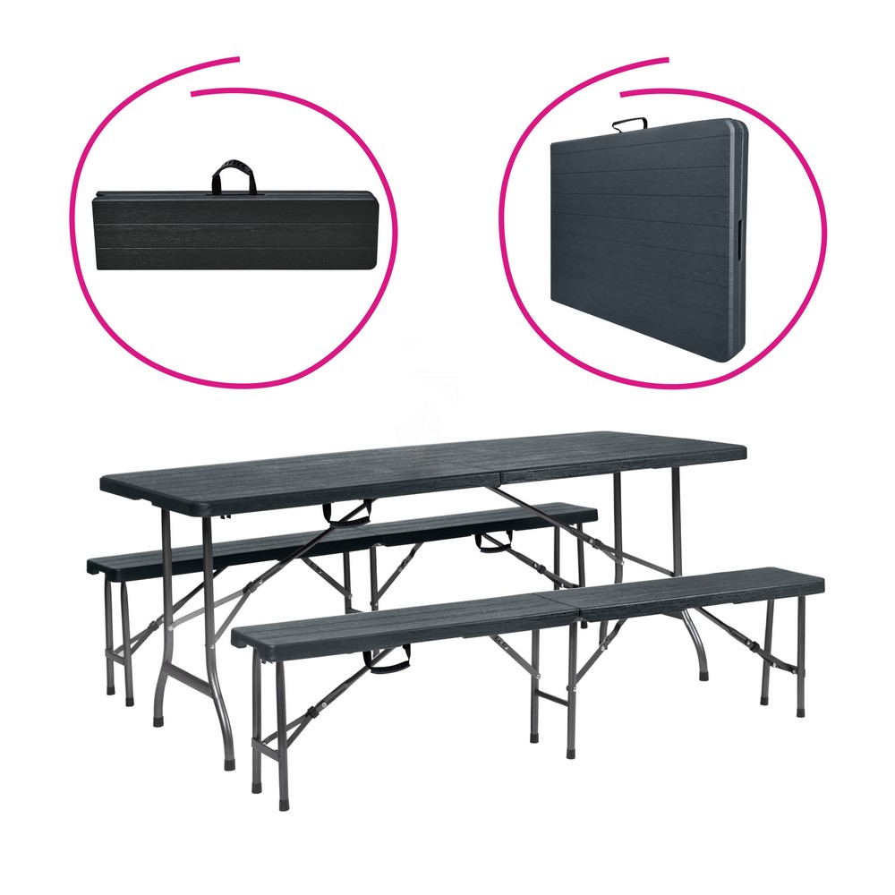 KONDELA Ulmer 1+2 cateringový skladací set čierna KONDELA Ulmer 1+2 cateringový skladací set čierna