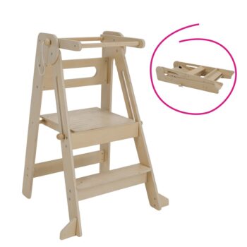 KONDELA Urian montessori skladacia učiaca veža prírodná