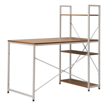 KONDELA Veina písací stôl s regálom dub / biela