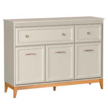 KONDELA Vendy W-1 trojdverová komoda so zásuvkami kašmír krémová / dub