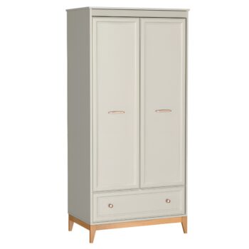 KONDELA Vendy W-10 dvojdverová šatníková skriňa so zásuvkou kašmír krémová / dub