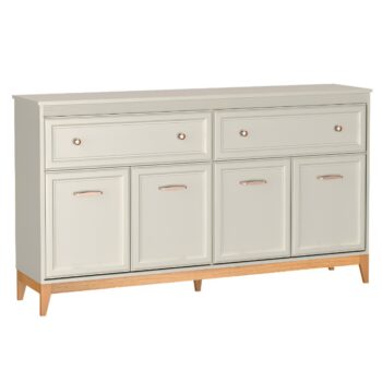 KONDELA Vendy W-2 štvordverová komoda so zásuvkami kašmír krémová / dub