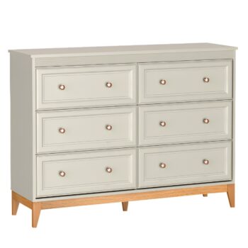 KONDELA Vendy W-3 zásuvková komoda kašmír krémová / dub