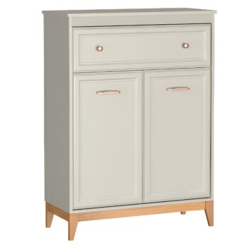 KONDELA Vendy W-4 dvojdverová komoda so zásuvkou kašmír krémová / dub