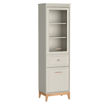 KONDELA Vendy W-6 dvojdverová vitrína kašmír krémová / dub