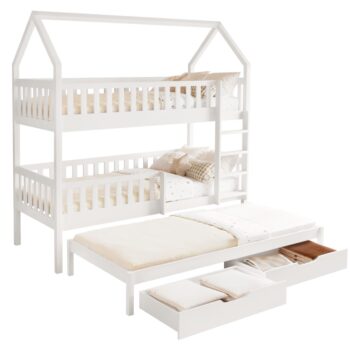 KONDELA Venita Typ 1 montessori poschodová posteľ s prístelkou biela