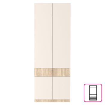 KONDELA Vertio SZF4D2S štvordverová šatníková skriňa dub sonoma / kašmír