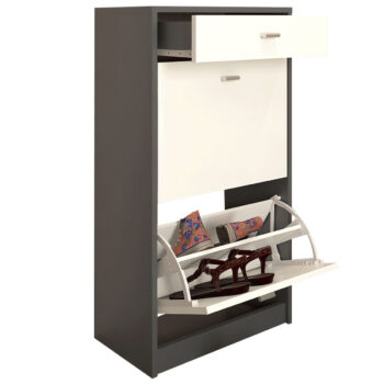 KONDELA Vivat New Typ 1 botník (skrinka na topánky) so zásuvkou grafit / biela