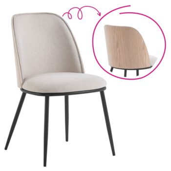 KONDELA Vudia jedálenská stolička béžovohnedá / natural / čierna