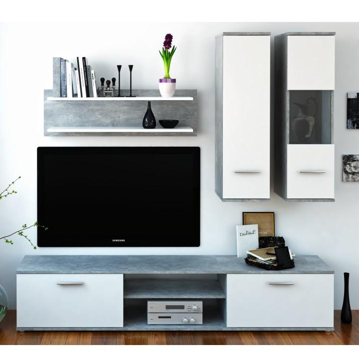 KONDELA Waw New obývacia stena betón / biela KONDELA Waw New obývacia stena betón / biela