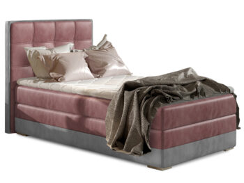 NABBI Alessandra 90 P čalúnená jednolôžková posteľ bordová / svetlosivá