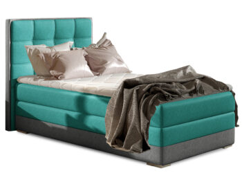 NABBI Alessandra 90 P čalúnená jednolôžková posteľ svetlomodrá / sivá