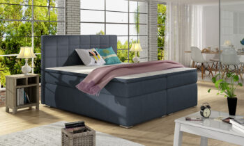 NABBI Anzia 160 čalúnená manželská posteľ s úložným priestorom modrá