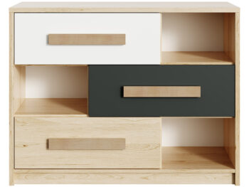 NABBI Aurin CH-1100-3DR komoda so zásuvkami pieskový artisan / biela / antracit