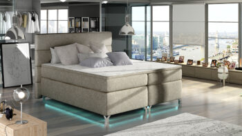 NABBI Avellino 140 čalúnená manželská posteľ s úložným priestorom svetlohnedá