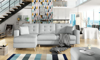 NABBI Aveza L/P rohová sedačka s rozkladom a úložným priestorom svetlosivá (Solid 09)