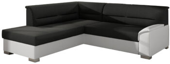 NABBI Balmi L rohová sedačka s rozkladom a úložným priestorom čierna (Sawana 14) / biela (Soft 17)