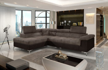 NABBI Enna L rohová sedačka s rozkladom a úložným priestorom hnedá / tmavohnedá