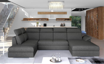 NABBI Ermo U L rohová sedačka u s rozkladom a úložným priestorom tmavosivá