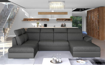 NABBI Ermo U L rohová sedačka u s rozkladom a úložným priestorom tmavosivá / sivá