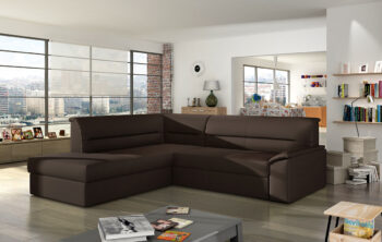 NABBI Estrela L rohová sedačka s rozkladom a úložným priestorom tmavohnedá