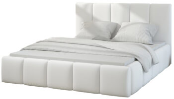 NABBI Evora 180 čalúnená manželská posteľ s roštom biela