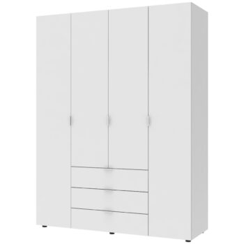 NABBI Gores štvordverová šatníková skriňa so zásuvkami biela