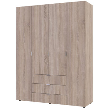 NABBI Gores štvordverová šatníková skriňa so zásuvkami dub sonoma