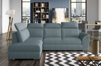 NABBI Leren L rohová sedačka s rozkladom a úložným priestorom mentolová