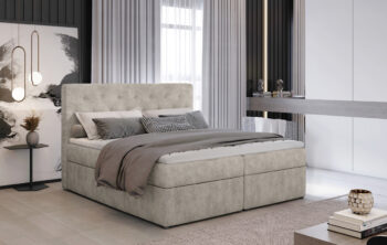 NABBI Liborn 160 čalúnená manželská posteľ s úložným priestorom béžová
