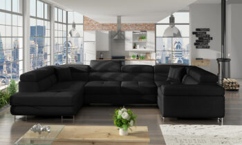 NABBI Licaro U P rohová sedačka u s rozkladom a úložným priestorom čierna (Sawana 14)