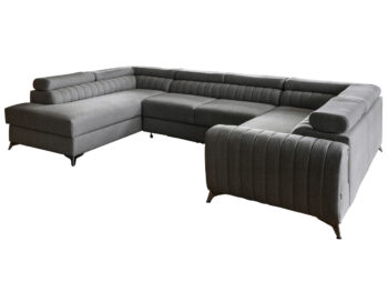 NABBI Lisbon U P rohová sedačka u s rozkladom a úložným priestorom tmavosivá