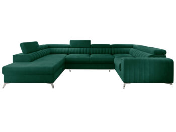 NABBI Lisbon U P rohová sedačka u s rozkladom a úložným priestorom tmavozelená