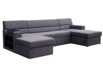 NABBI Matosino L rohová sedačka u s rozkladom a úložným priestorom čierna