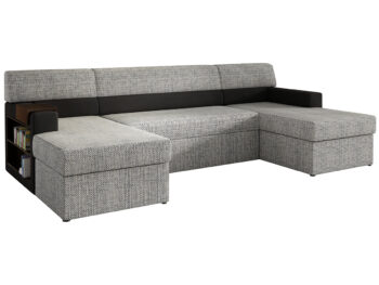 NABBI Matosino L rohová sedačka u s rozkladom a úložným priestorom sivá (Berlin 01) / čierna (Soft 11)