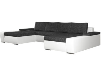 NABBI Melfi L/P rohová sedačka u s rozkladom a úložným priestorom čierna (Berlin 02) / biela (Soft 17)