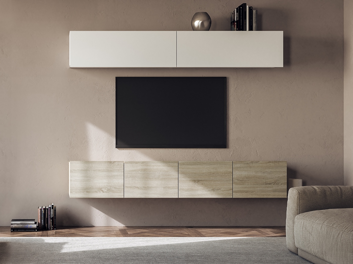 NABBI Mellby 200 obývacia stena dub sonoma / biela NABBI Mellby 200 obývacia stena dub sonoma / biela