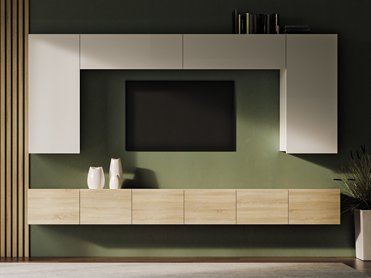 NABBI Mellby 300 obývacia stena dub sonoma / biela NABBI Mellby 300 obývacia stena dub sonoma / biela