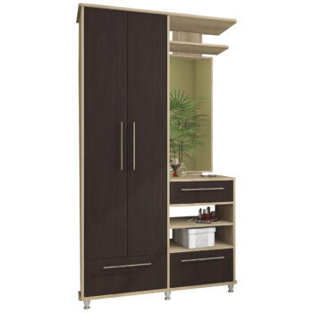 NABBI Naven WSM predsieň s vešiakovým panelom a zrkadlom dub sonoma / wenge magic