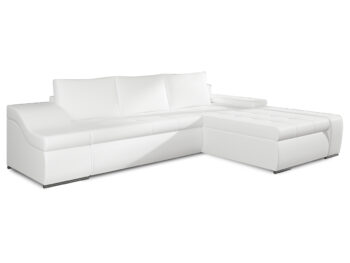NABBI Oristano P rohová sedačka s rozkladom a úložným priestorom biela