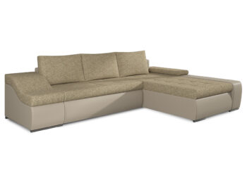 NABBI Oristano P rohová sedačka s rozkladom a úložným priestorom cappuccino / béžová