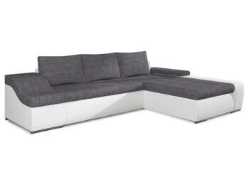 NABBI Oristano P rohová sedačka s rozkladom a úložným priestorom svetlosivá / biela