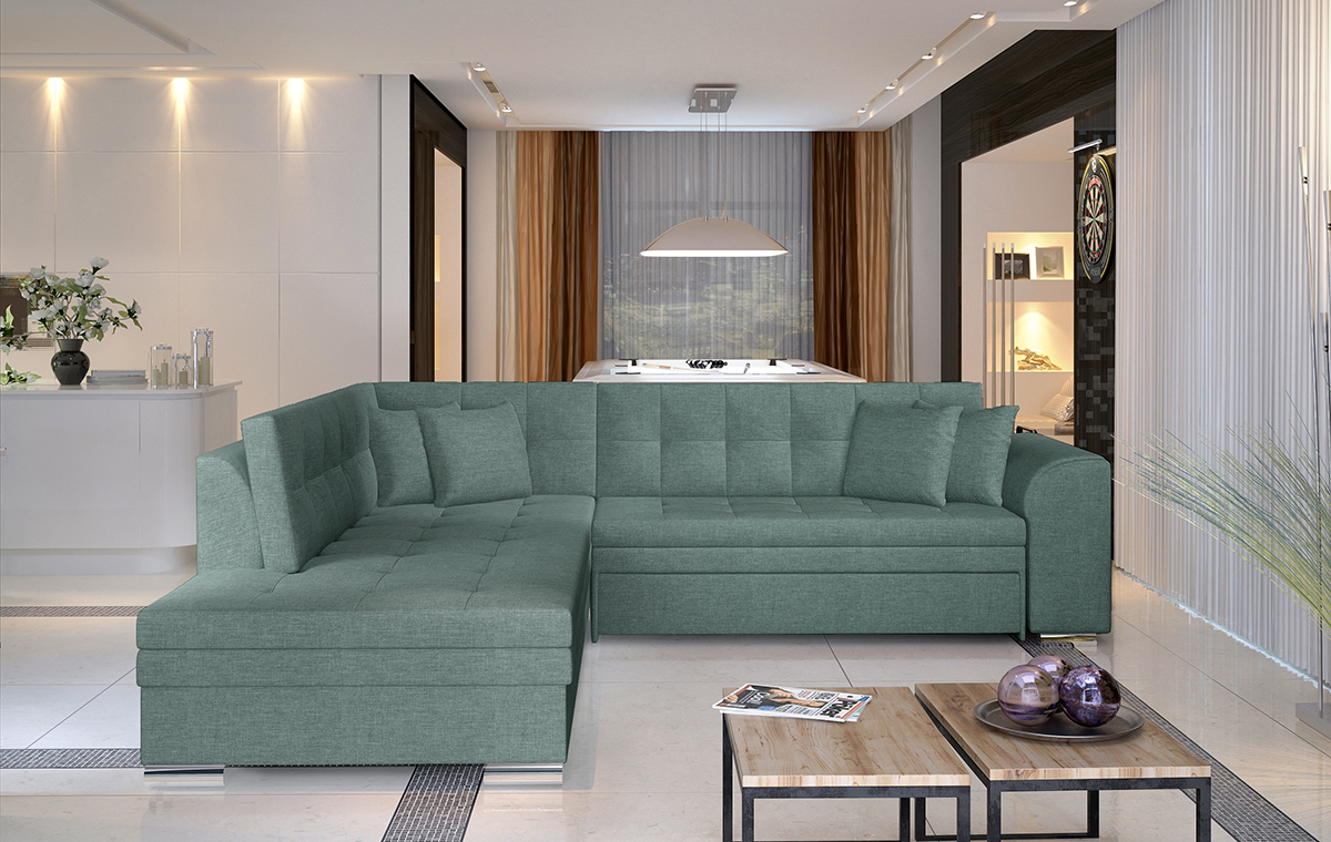 NABBI Pescara L rohová sedačka s rozkladom mentolová NABBI Pescara L rohová sedačka s rozkladom mentolová