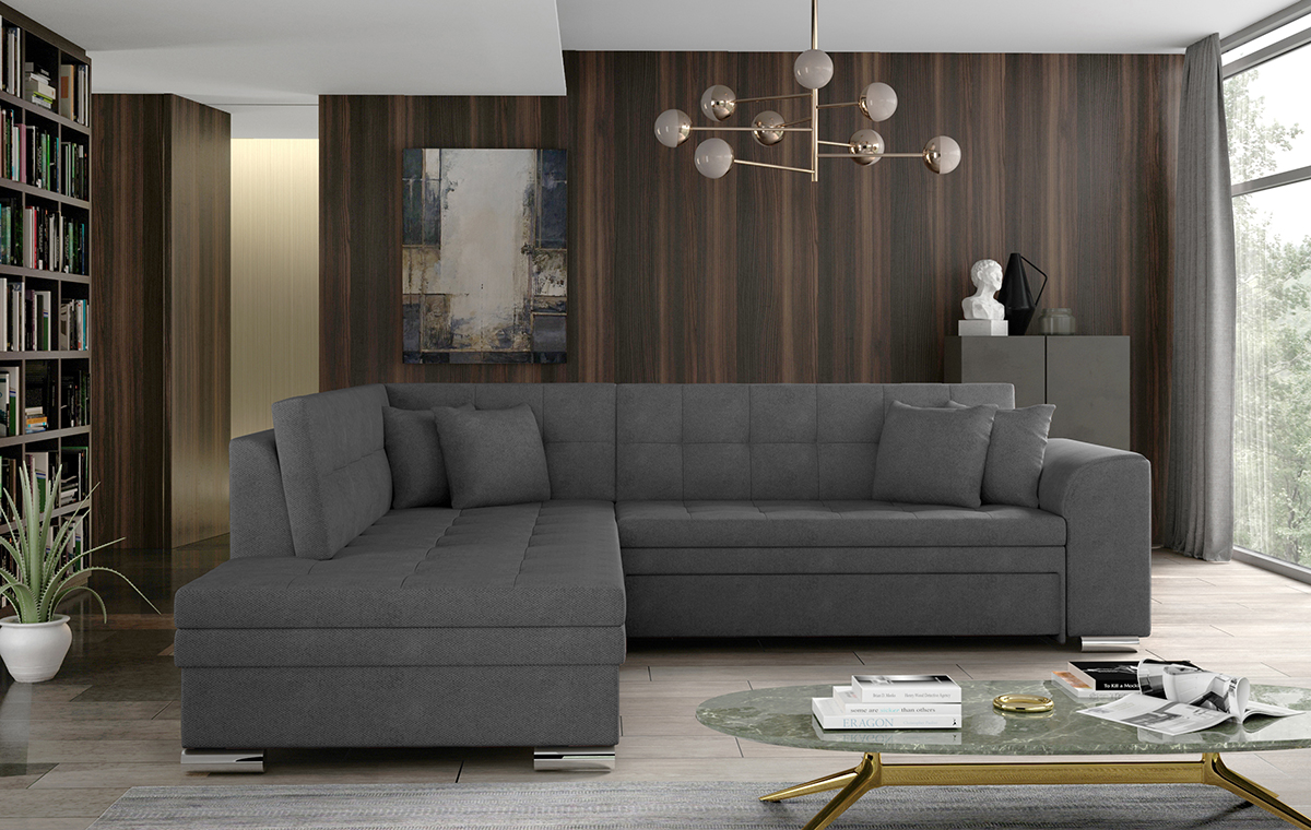 NABBI Pescara L rohová sedačka s rozkladom sivá NABBI Pescara L rohová sedačka s rozkladom sivá